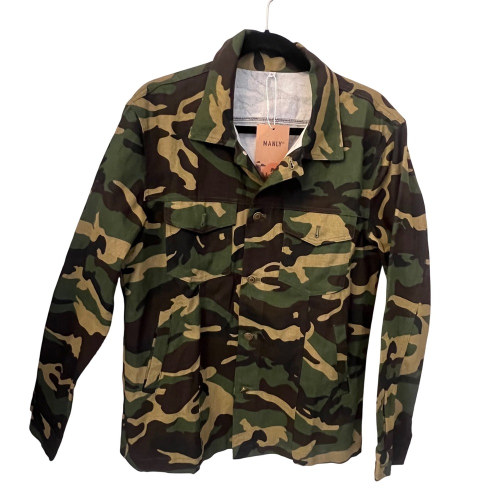 Manly NWT Camouflage Print Shirt Jacket, Menswear Style, Button Up. Mens Medium